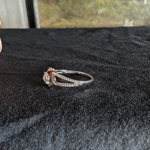 Primrose Knotted Rose Gold Plated Sterling Silver CZ Solitaire Clusters Sz 6.75 - Picture 8 of 12